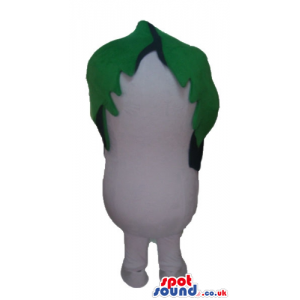 Smiling purple eggplant with a green top - Custom Mascots