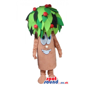 Brown tree with gren leaves and big eyes - Custom Mascots