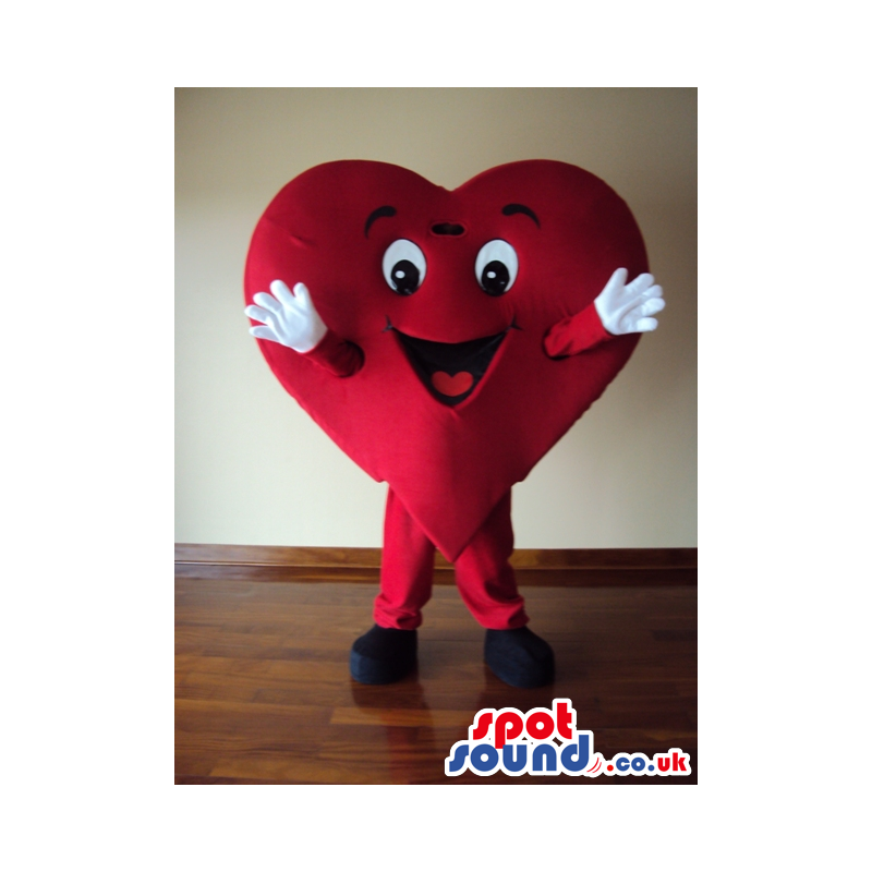 Red Heart Mascot With Arms And Eyes And White Gloves - Custom