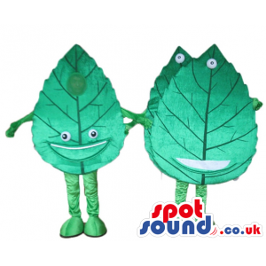 Three green leaves with small round eyes - Custom Mascots