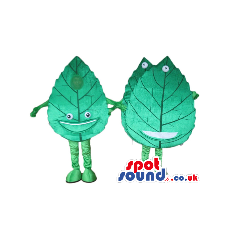 Three green leaves with small round eyes - Custom Mascots