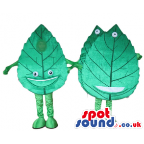 Three green leaves with small round eyes - Custom Mascots