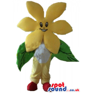 Yellow flower with green leaves and red shoes - Custom Mascots
