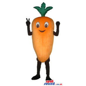 Orange carrot with black arms and legs - Custom Mascots