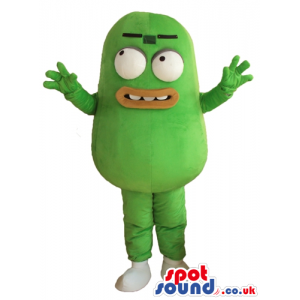 Green pumpkin with big round eyes and thick orange lips and