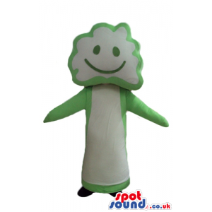 Green and white smiling broccoli - Custom Mascots
