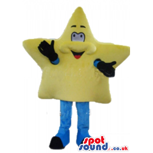 Smiling yellow star with blue legs and black shoes - Custom