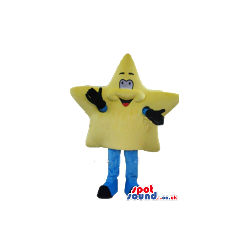 Smiling yellow star with blue legs and black shoes - Custom