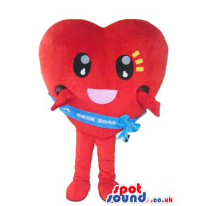 Red heart with round black eyes and a pink mouth, red limbs and