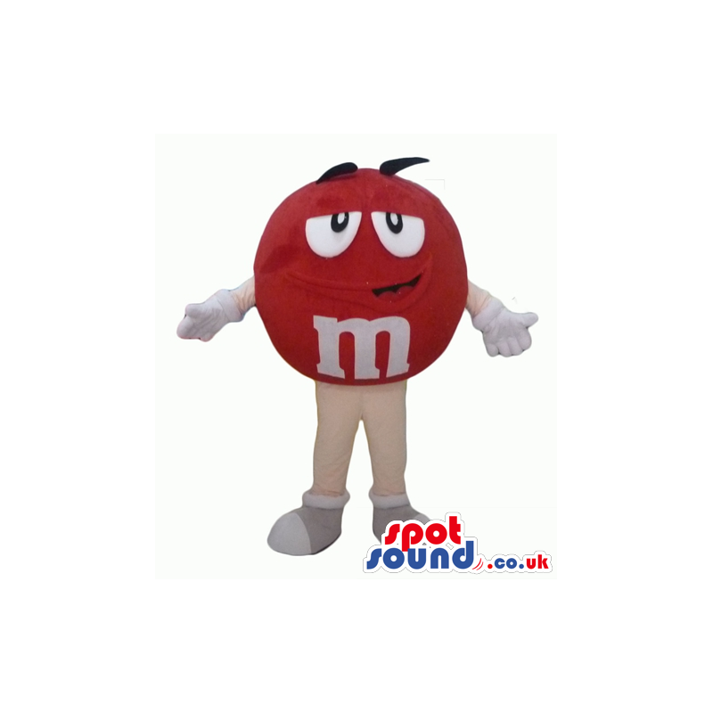 Red m&m sugar plum with big eyes and thick eyebrows - Custom