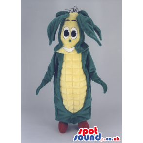 Corncob Mascot With Red Shoes And Funny Face And Removable Head