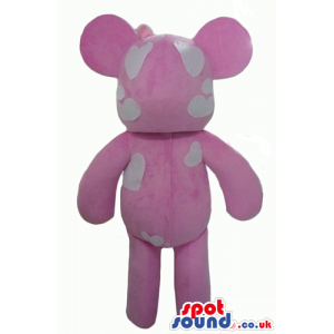 Pink bear with white hearts as eyes and white hearts - Custom