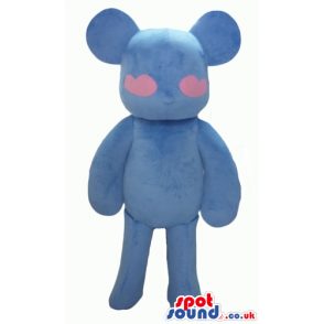 Light-blue bear with pink hearts as eyes - Custom Mascots