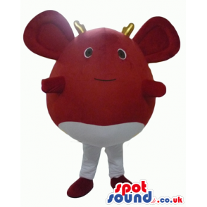 Big fat red mouse with yellow hair wearing white trousers and