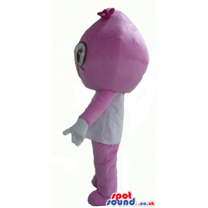 Pink drop with big eyes, with a pink body, arms and legs