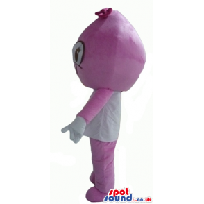 Pink drop with big eyes, with a pink body, arms and legs