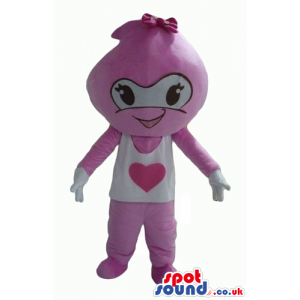 Pink drop with big eyes, with a pink body, arms and legs
