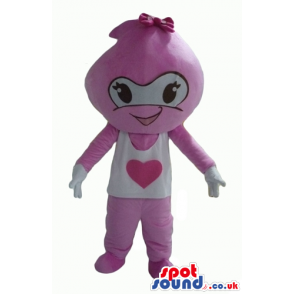 Pink drop with big eyes, with a pink body, arms and legs