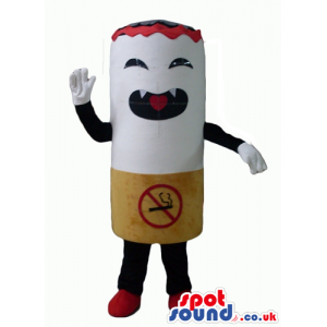 Cigarette with black arms and legs and red top - Custom Mascots