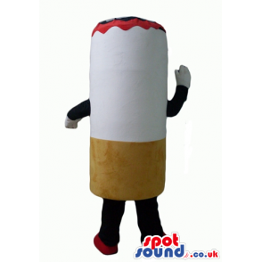 Cigarette with black arms and legs and red top - Custom Mascots