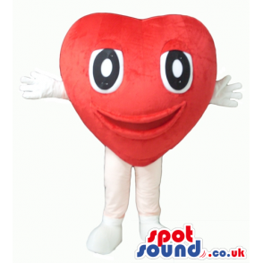 Smiling red heart with big eyes and white arms and legs -