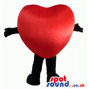 Red heart with a big smile, black arms and legs - Custom Mascots