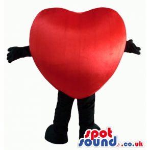 Red heart with a big smile, black arms and legs - Custom Mascots