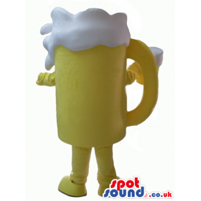 Yellow jug of beer holding a yellwo jug of beer - Custom Mascots