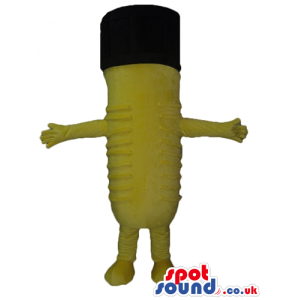 Yellow pencil with a brown top, yellow arms and legs - Custom