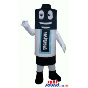 Black and white smiling energizer battery - Custom Mascots