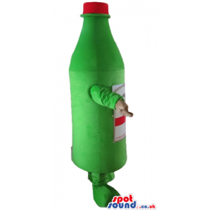 Green bottle of cider with a red cap - Custom Mascots