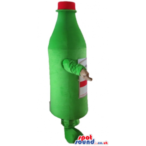 Green bottle of cider with a red cap - Custom Mascots