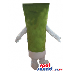 Green tooth paste tube with a white cap - Custom Mascots