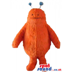 Orange monster with tiny eyes and two blue antennae - Custom