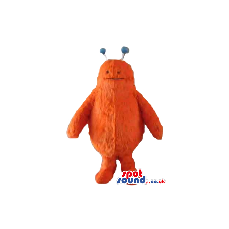 Orange monster with tiny eyes and two blue antennae - Custom