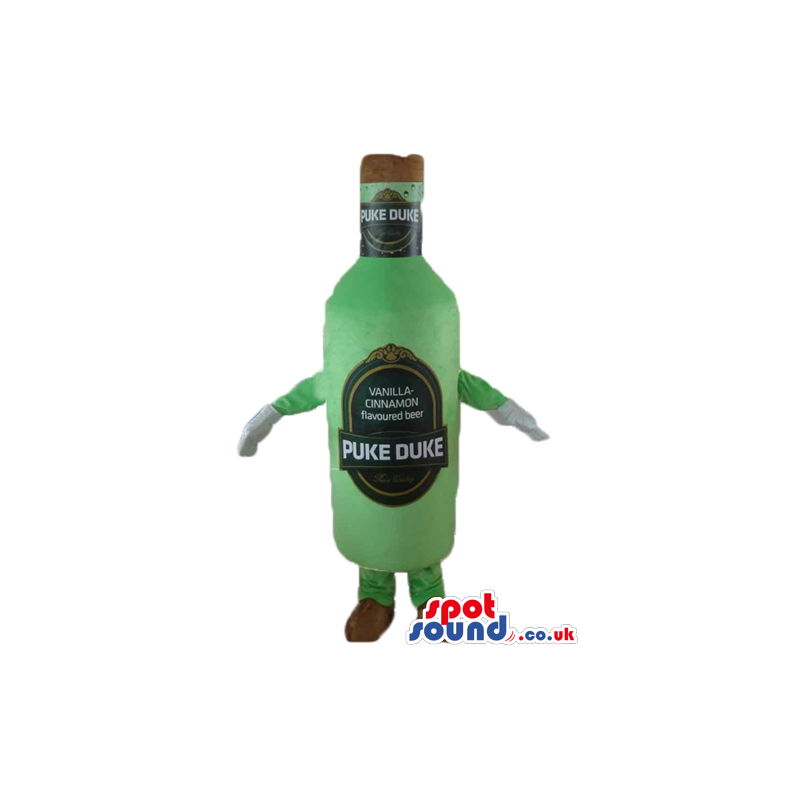 Green bottle with a golden cap and a golden and green label -