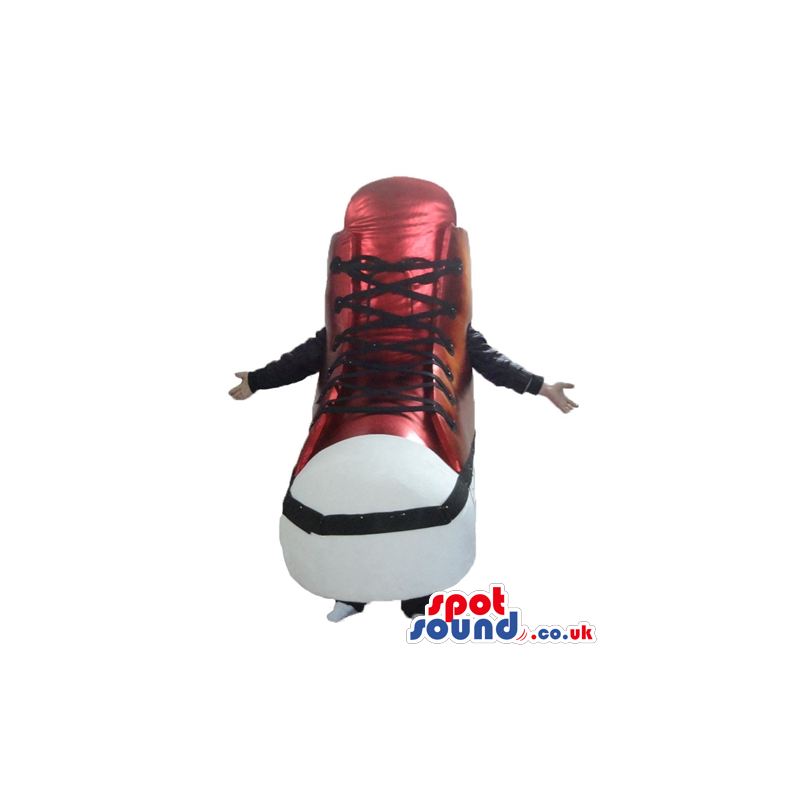 Red and white trainer with black laces - Custom Mascots