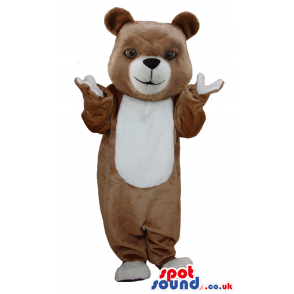 Brown Teddy Bear Mascot With White Belly And Mouth - Custom