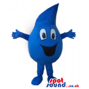 Blue drop with big eyes, blue arms and blue legs, hands and