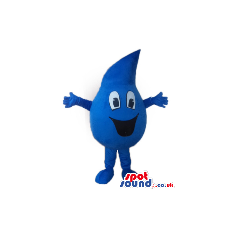 Blue drop with big eyes, blue arms and blue legs, hands and