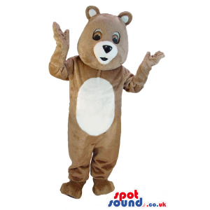 Brown Teddy Bear Mascot With White Belly And Mouth - Custom