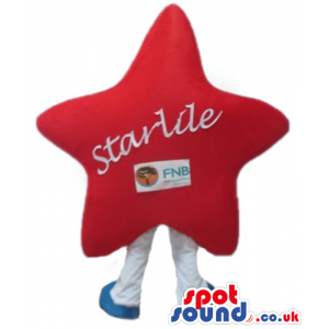 Red star with a silly face, white arms and legs and blue hands