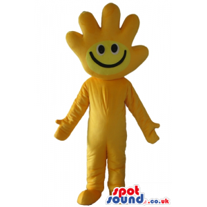 Yellow smiling hand with a yellow body, arms, legs, hands and