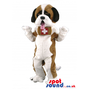 Saint Bernard Dog Mascot With Barrel And Tongue - Custom Mascots