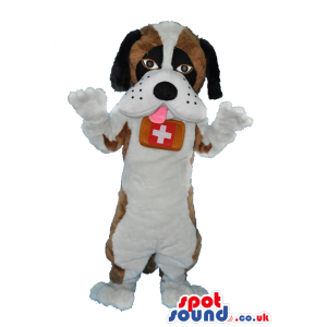 Saint Bernard Dog Mascot With Barrel And Tongue - Custom Mascots