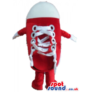 Red and white trainer with white laces - Custom Mascots
