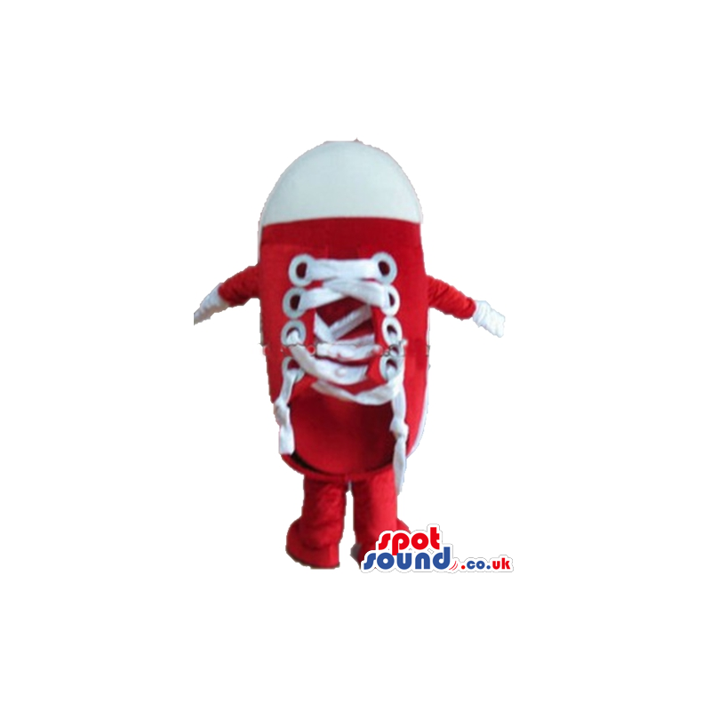 Red and white trainer with white laces - Custom Mascots