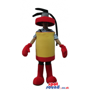 Yellow and red fire extinguisher - Custom Mascots