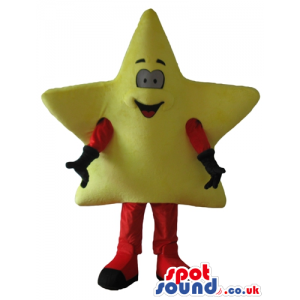 Smiling yellow star with red arms and legs - Custom Mascots