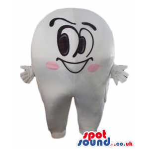 White teeth with big eyes and a pink cheek - Custom Mascots